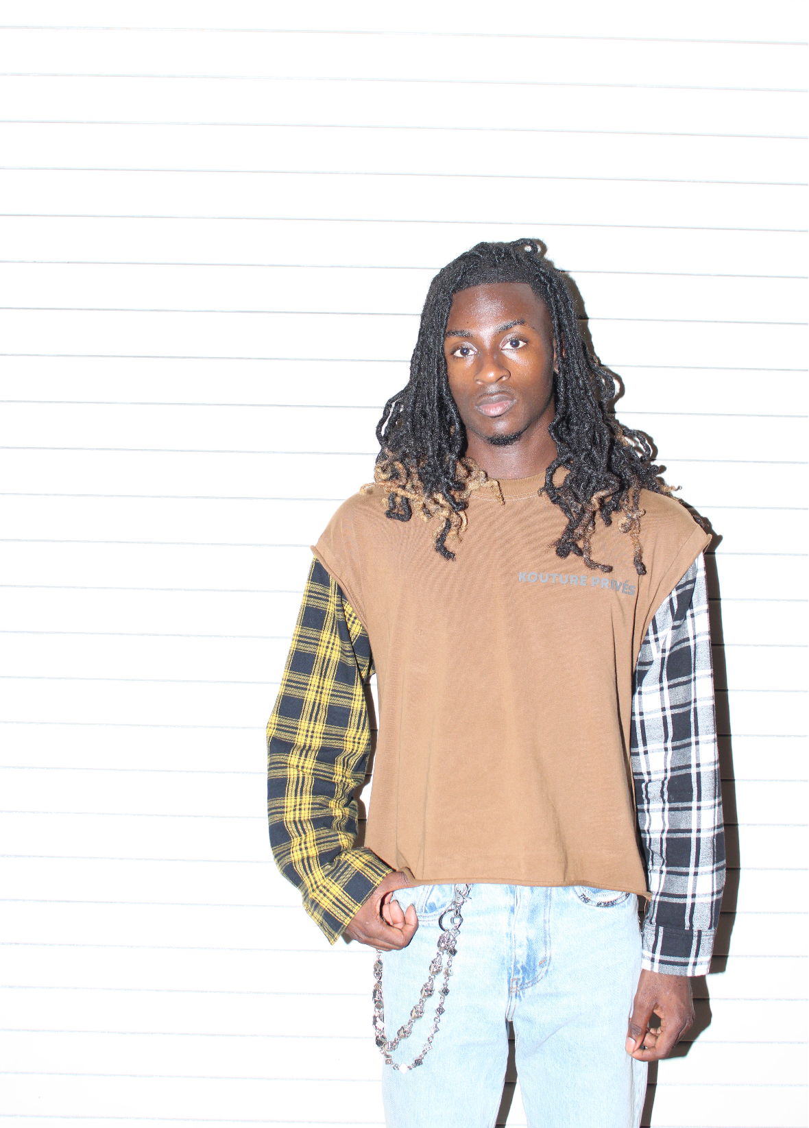 2 Tone Flannel Cut Off Tee
