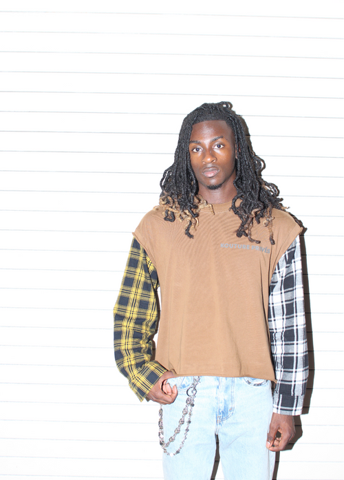 2 Tone Flannel Cut Off Tee