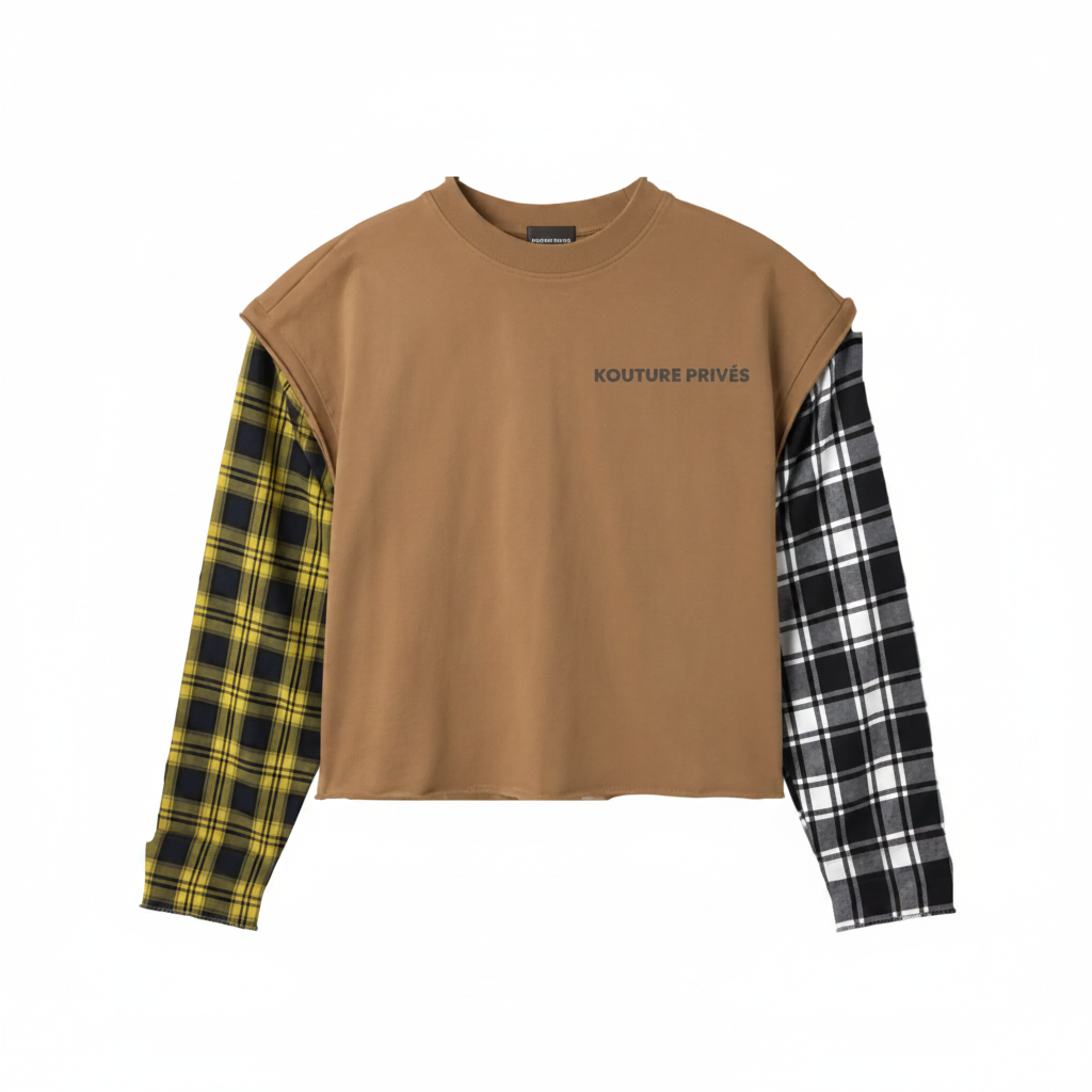 2 Tone Flannel Cut Off Tee